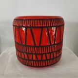Red pot-pot vase by Roger Capron circa 1960