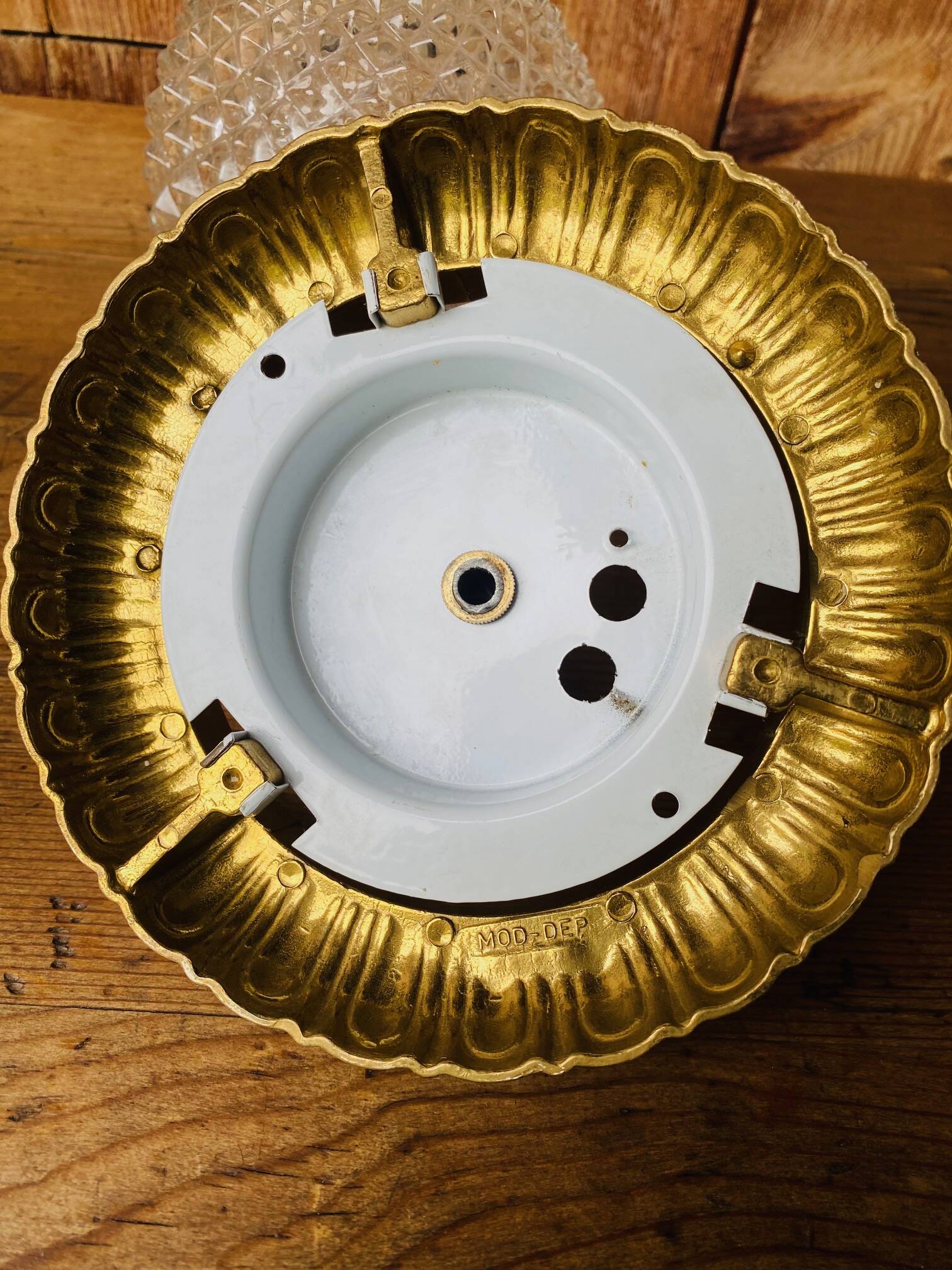 Vintage glass and brass ceiling light