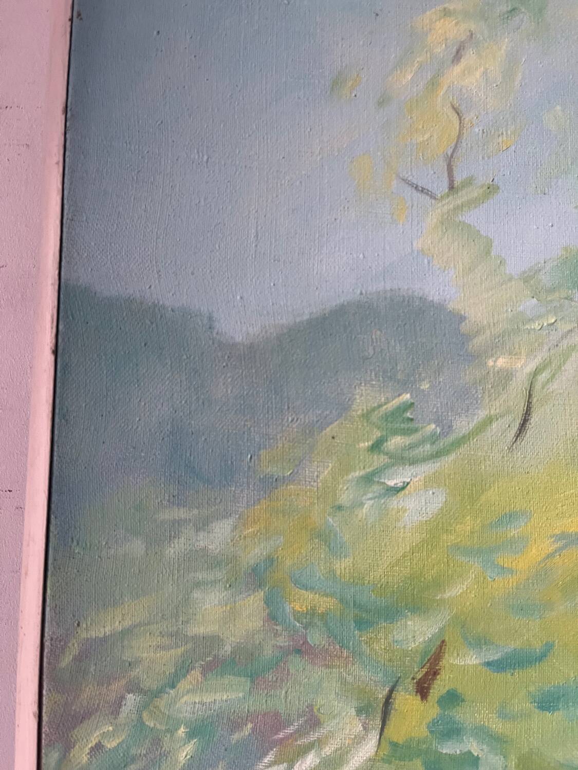 Trees by the lake, oil on canvas