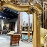 Napoleon III period fireplace mirror in gilded louis XV style wood