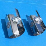 Pair of 70s designer wall lights in chrome metal