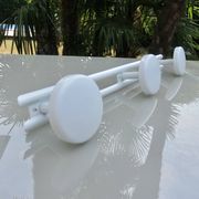 White lacquered metal wall coat rack, 3 hooks, 80s