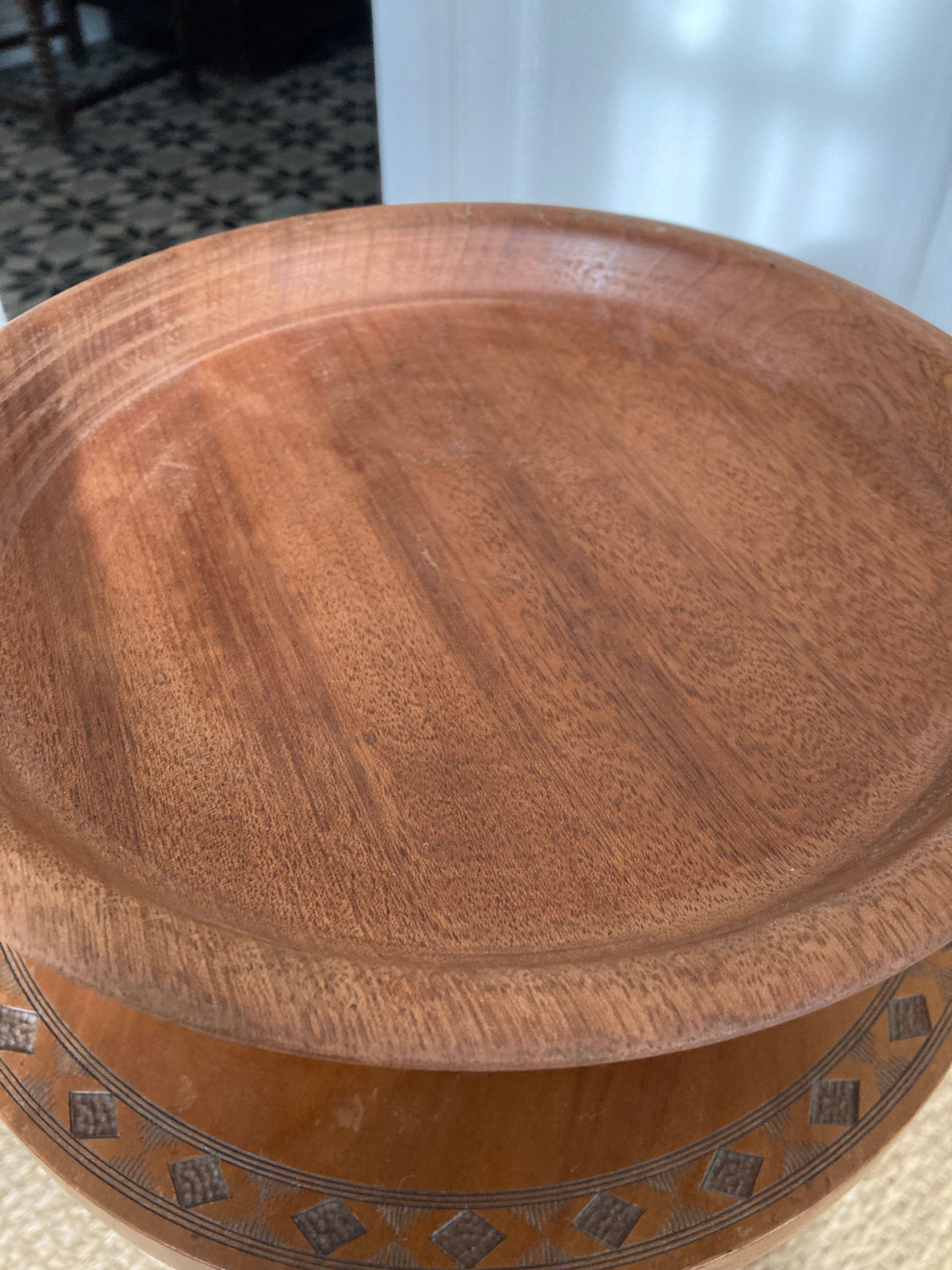 Compotier in solid turned wood 1970