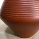 Studio pottery jug floor vase in terracotta and bamboo handle Germany 1950s