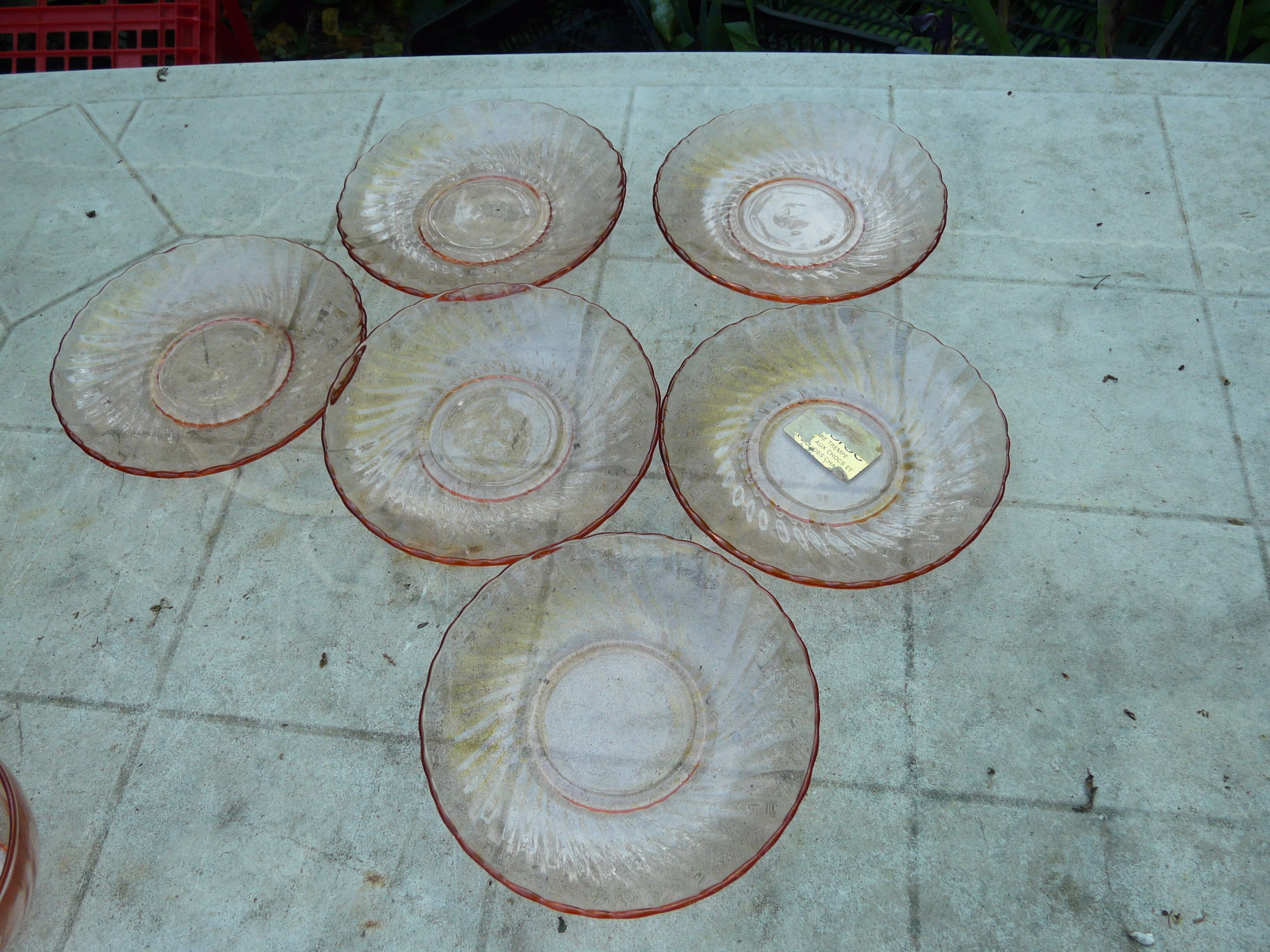 Set of 6 pink tea cups with rosaline sub-cup Arcoroc Luminarc