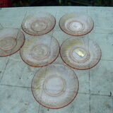 Set of 6 pink tea cups with rosaline sub-cup Arcoroc Luminarc