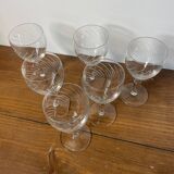 6 engraved crystal wine glasses with stems