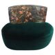 Modern Mid-Century Style Green and Forest Motif Linen and Velvet Armchair France