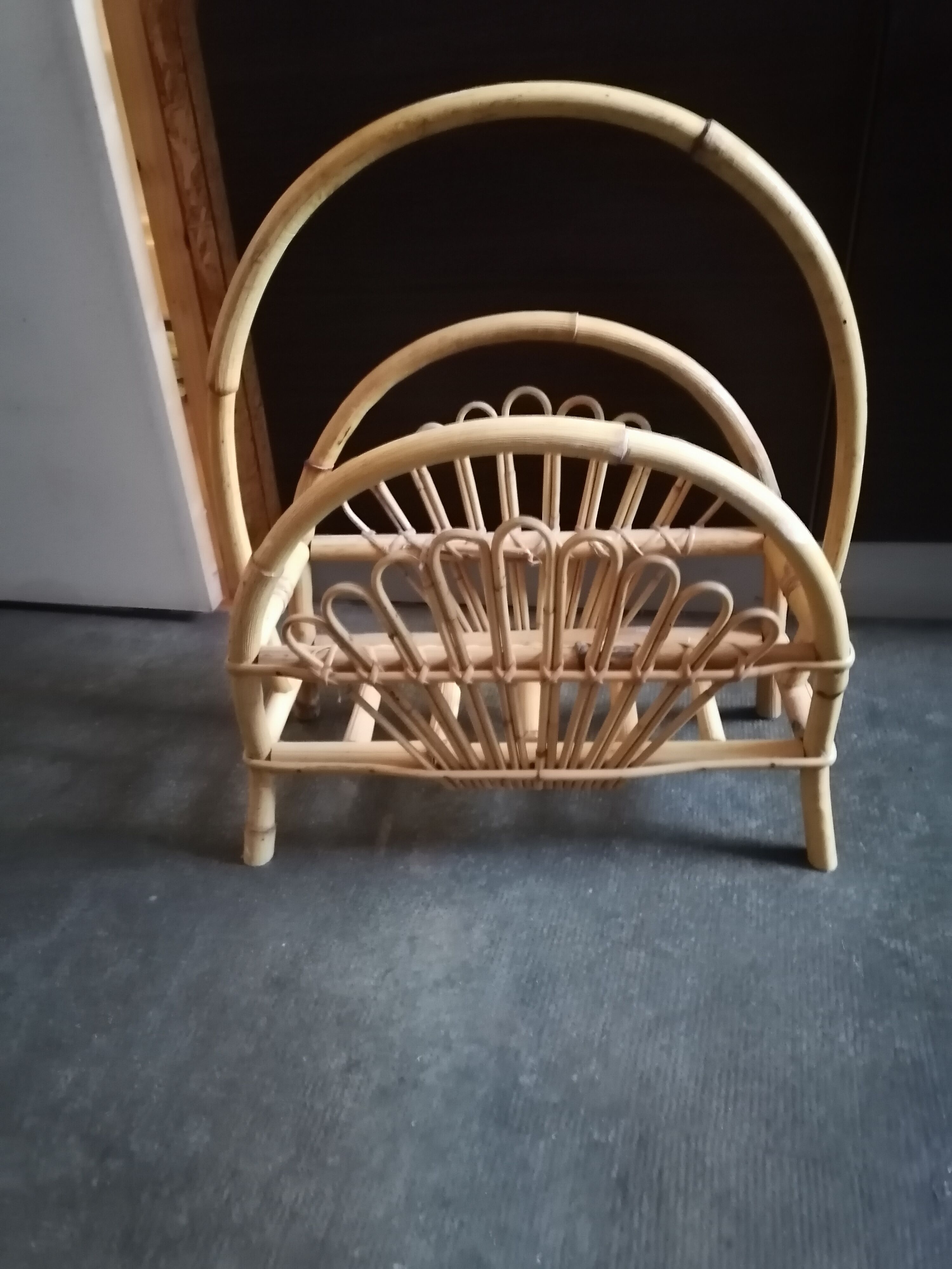 Vintage rattan magazine holder