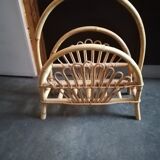 Vintage rattan magazine holder