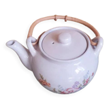 Teapot with flower and wooden handle