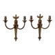 Pair french vintage empire style bronze double wall lights