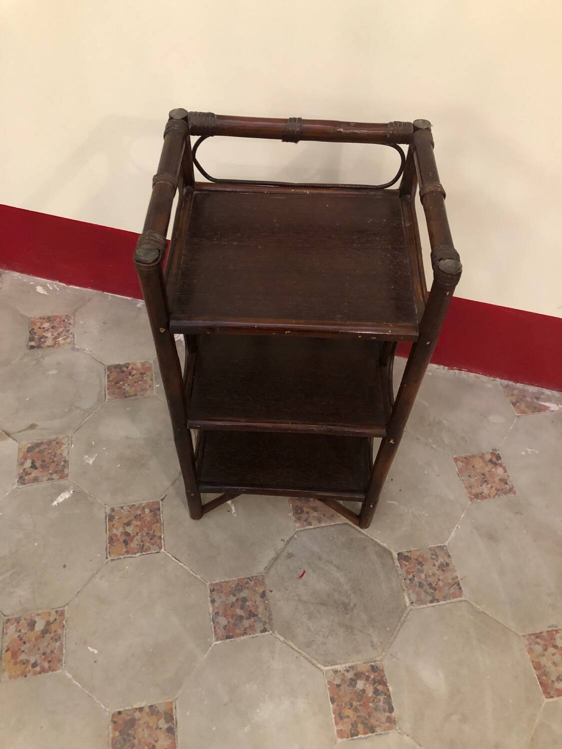 Small vintage 70s rattan shelf