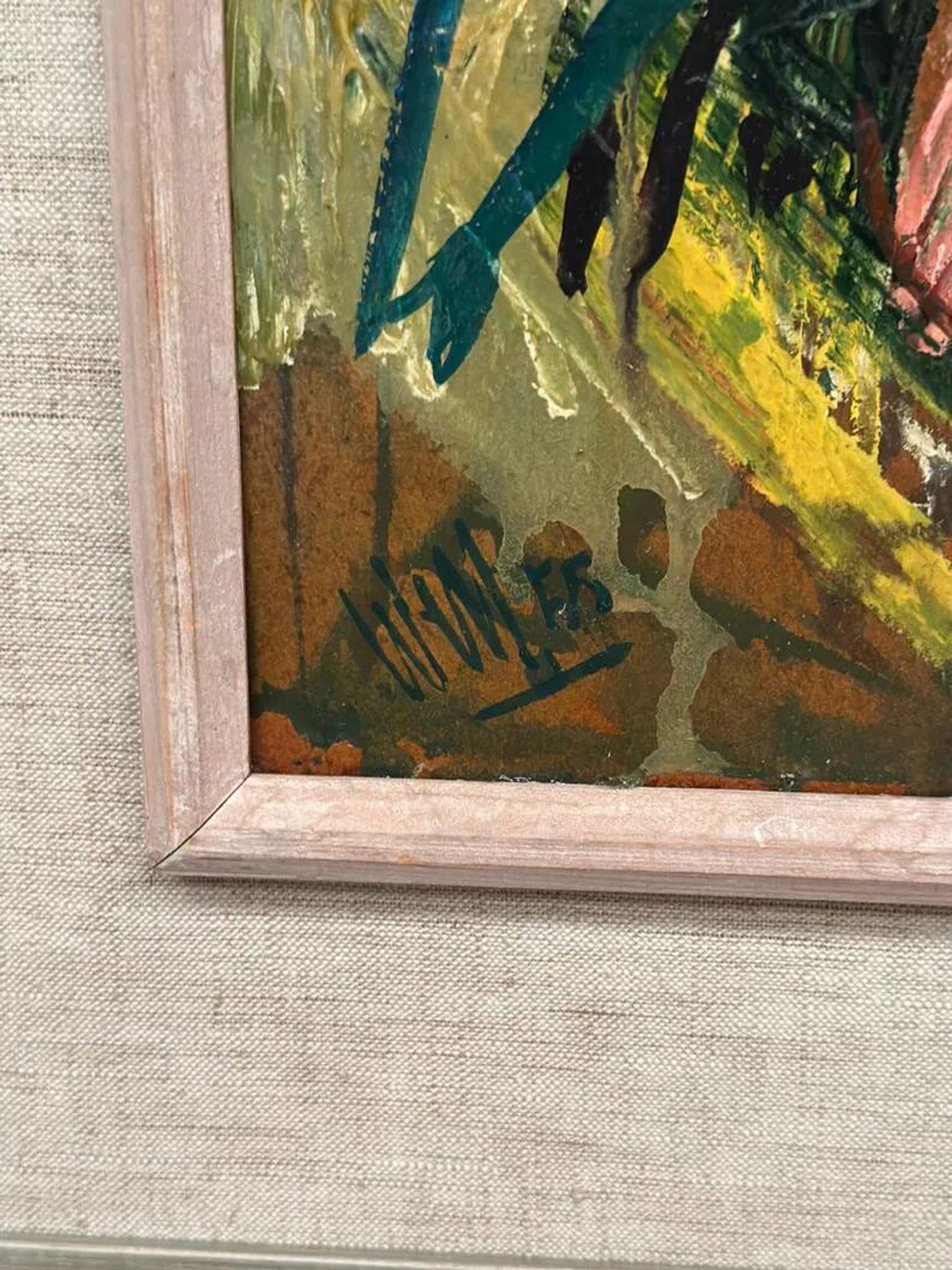 Original Swedish Oil on Panel – "Pink Flower" by Owe Wessbohn – Signed – Vintage and Framed – 69 × 51 cm (27.2" × 20.1")
