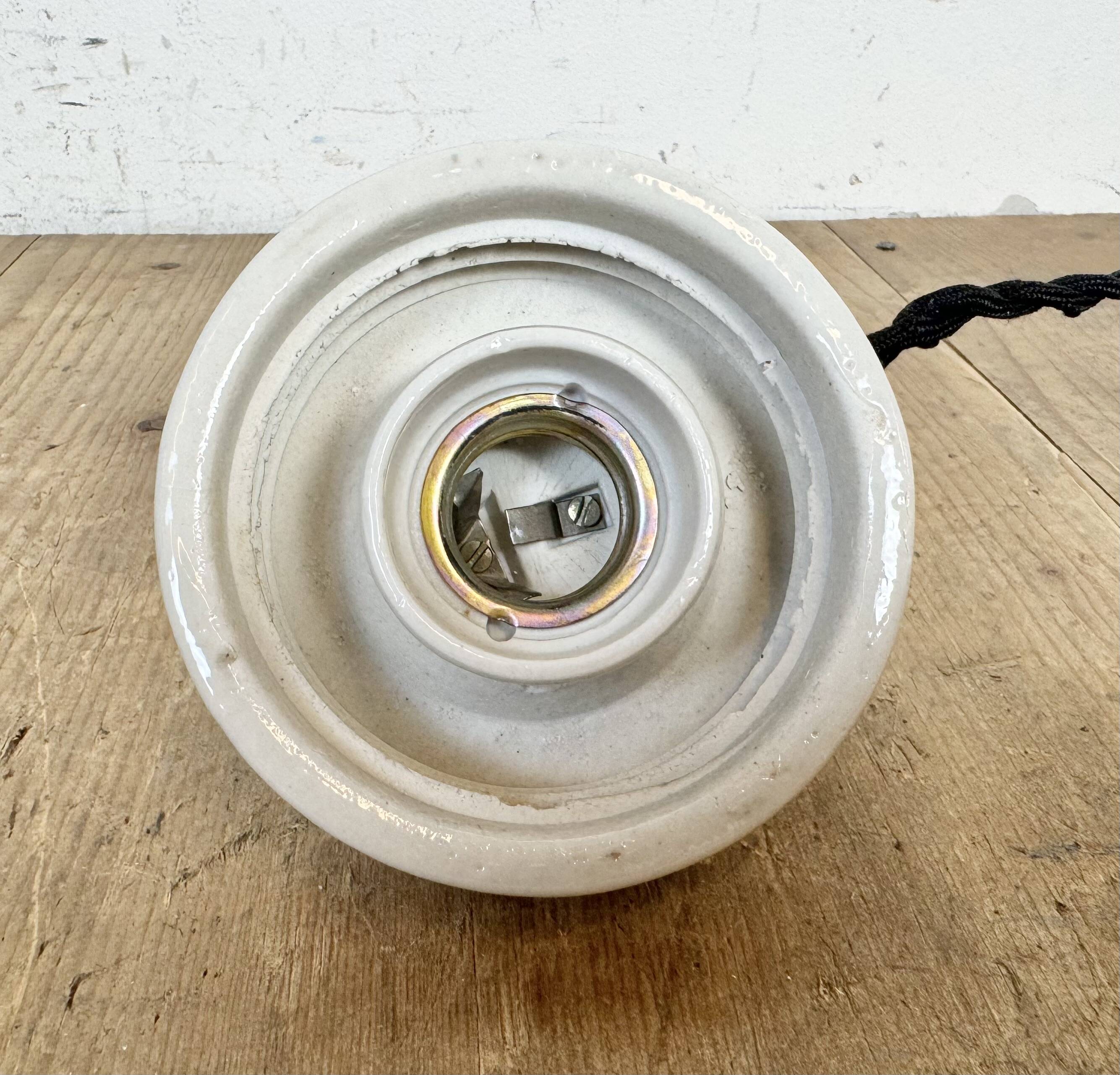 Vintage White Porcelain Pendant Light, 1970s