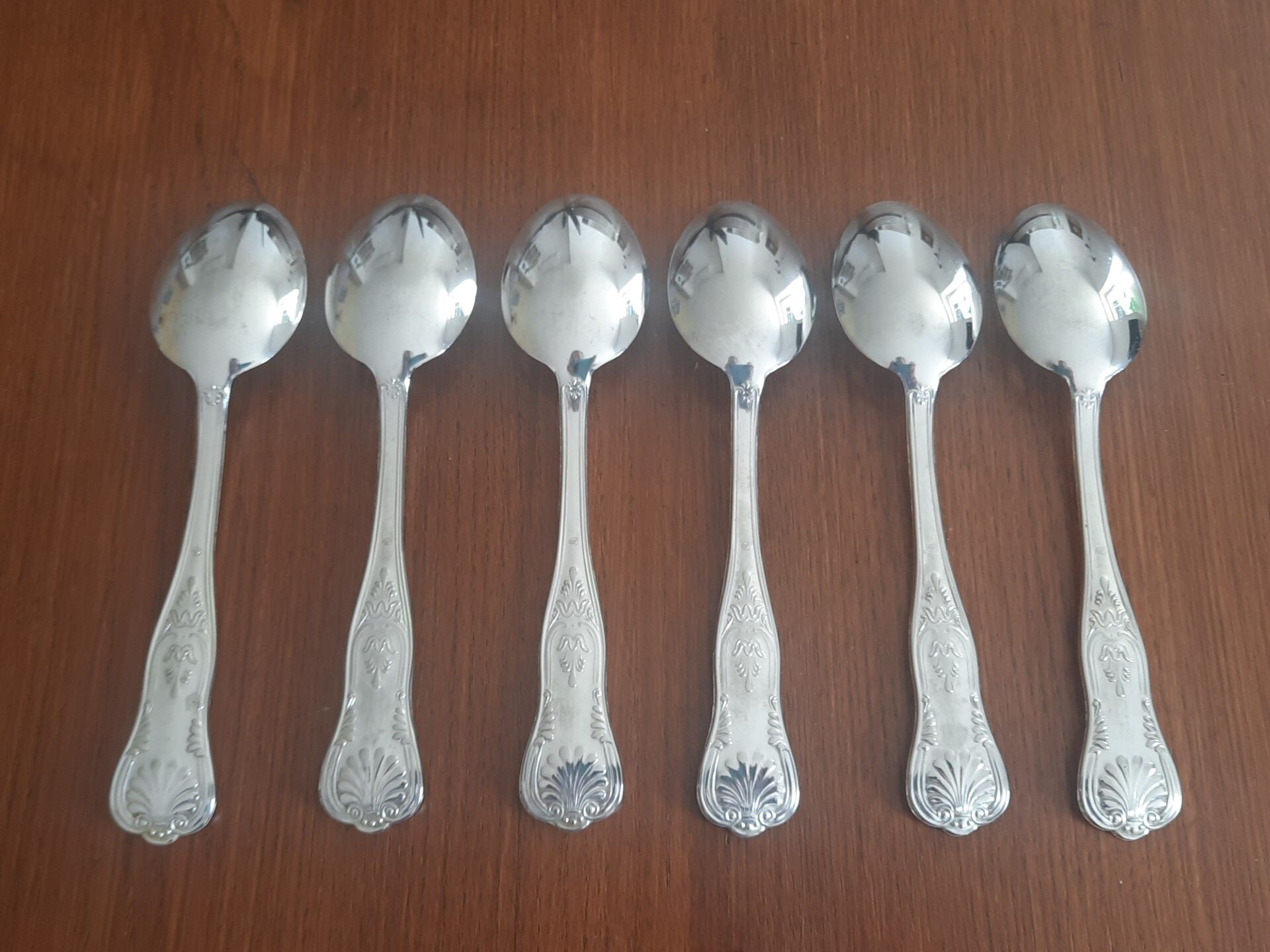 Set of 6 silver metal spoons