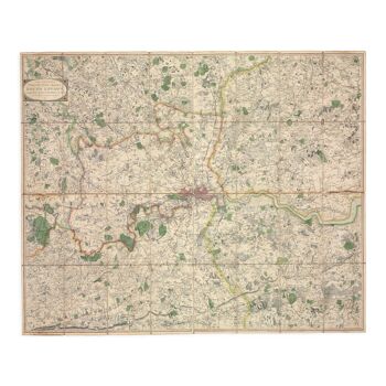 1795 hand-coloured folding engraved map -The Country Twenty-Five Miles Round London