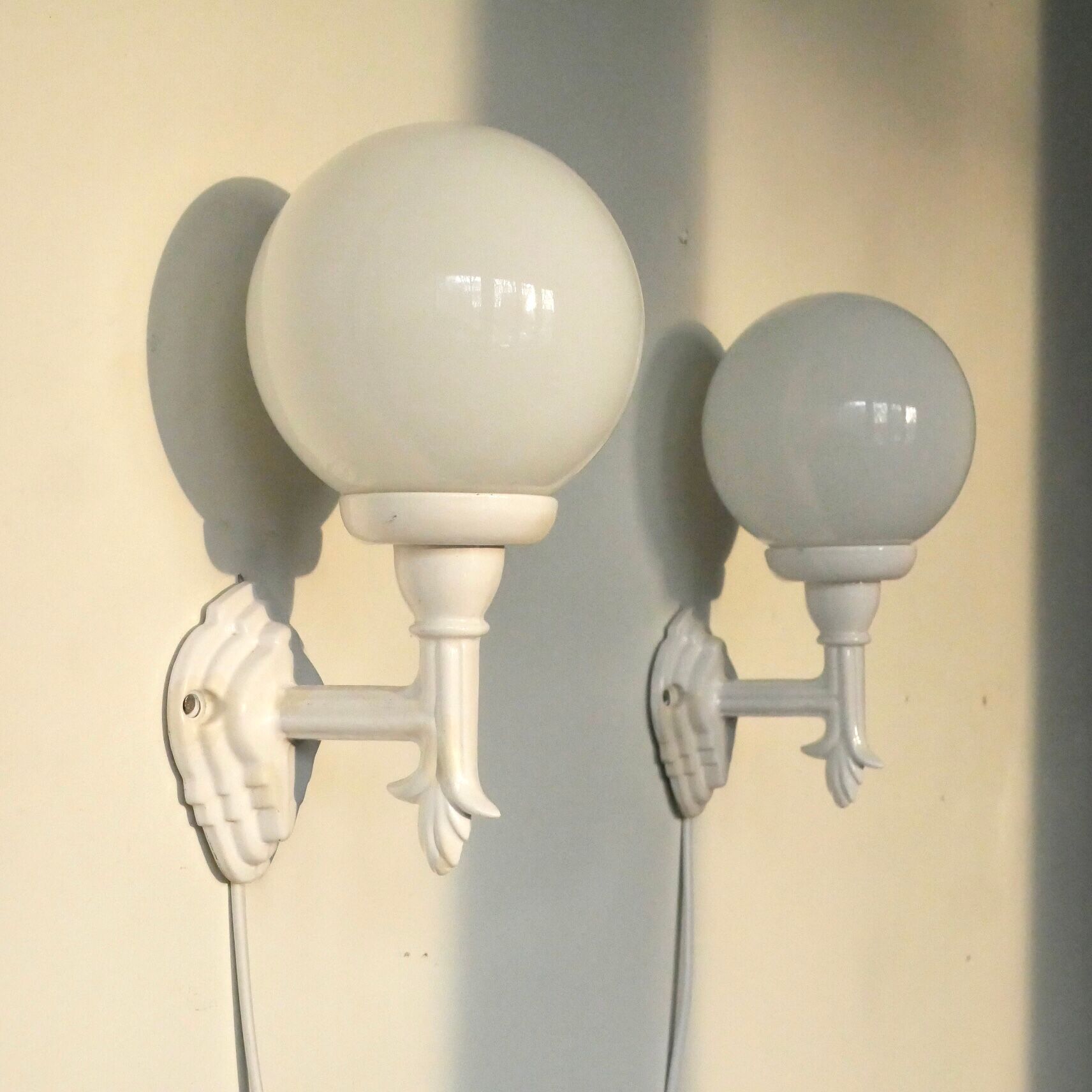 Pair of Art Deco porcelain wall lamps