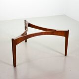 Table basse ronde en palissandre avec plateau en verre, modèle n° 104, design Sven Ellekaer