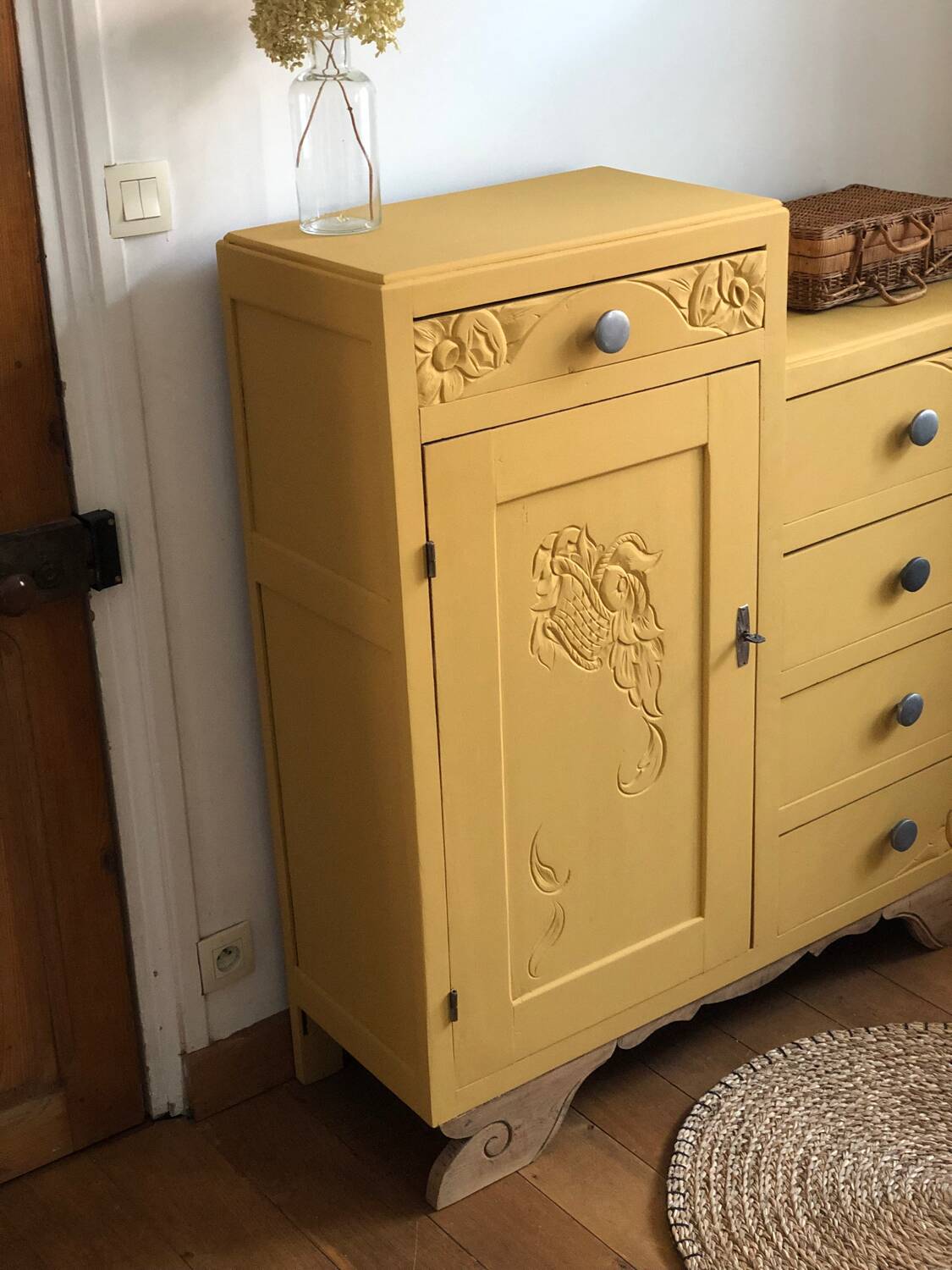 Asymmetrical vintage chest of drawers