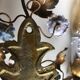 Two bronze wall light decorated with flowers in german porcelain