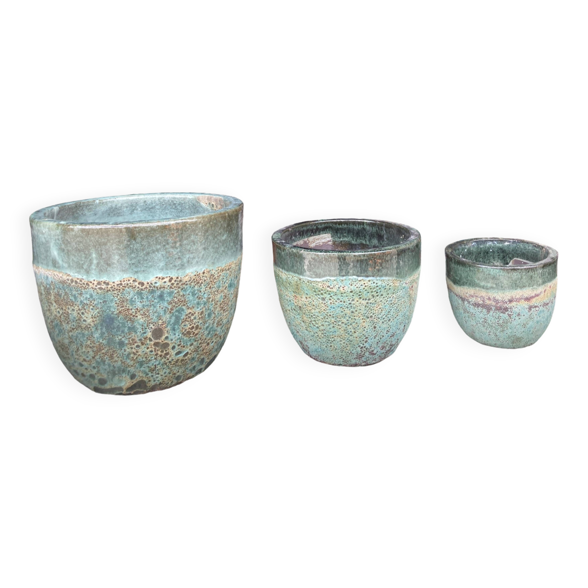 Set of 3 ceramic pots
