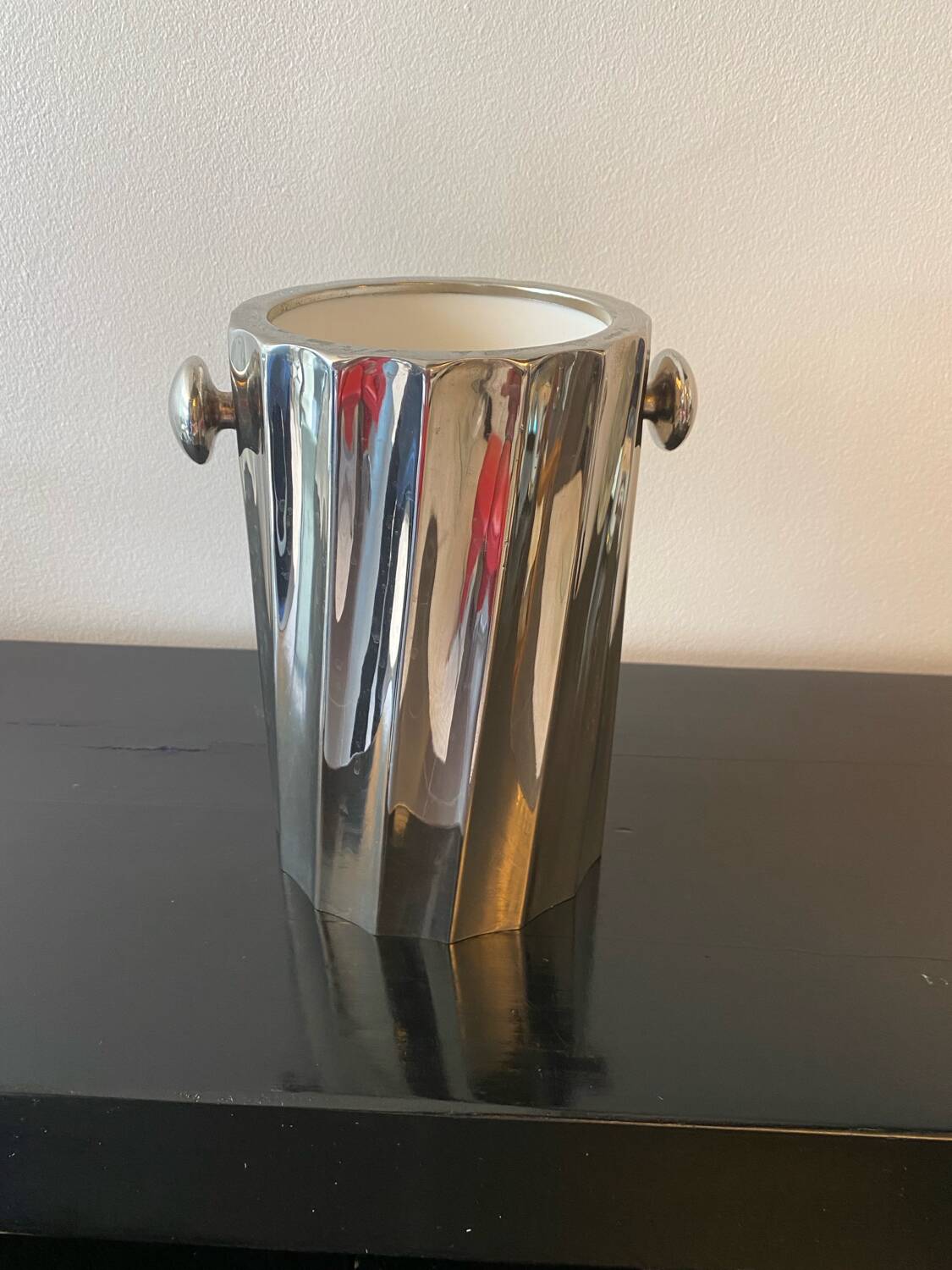 Silver-plated metal bottle cooler
