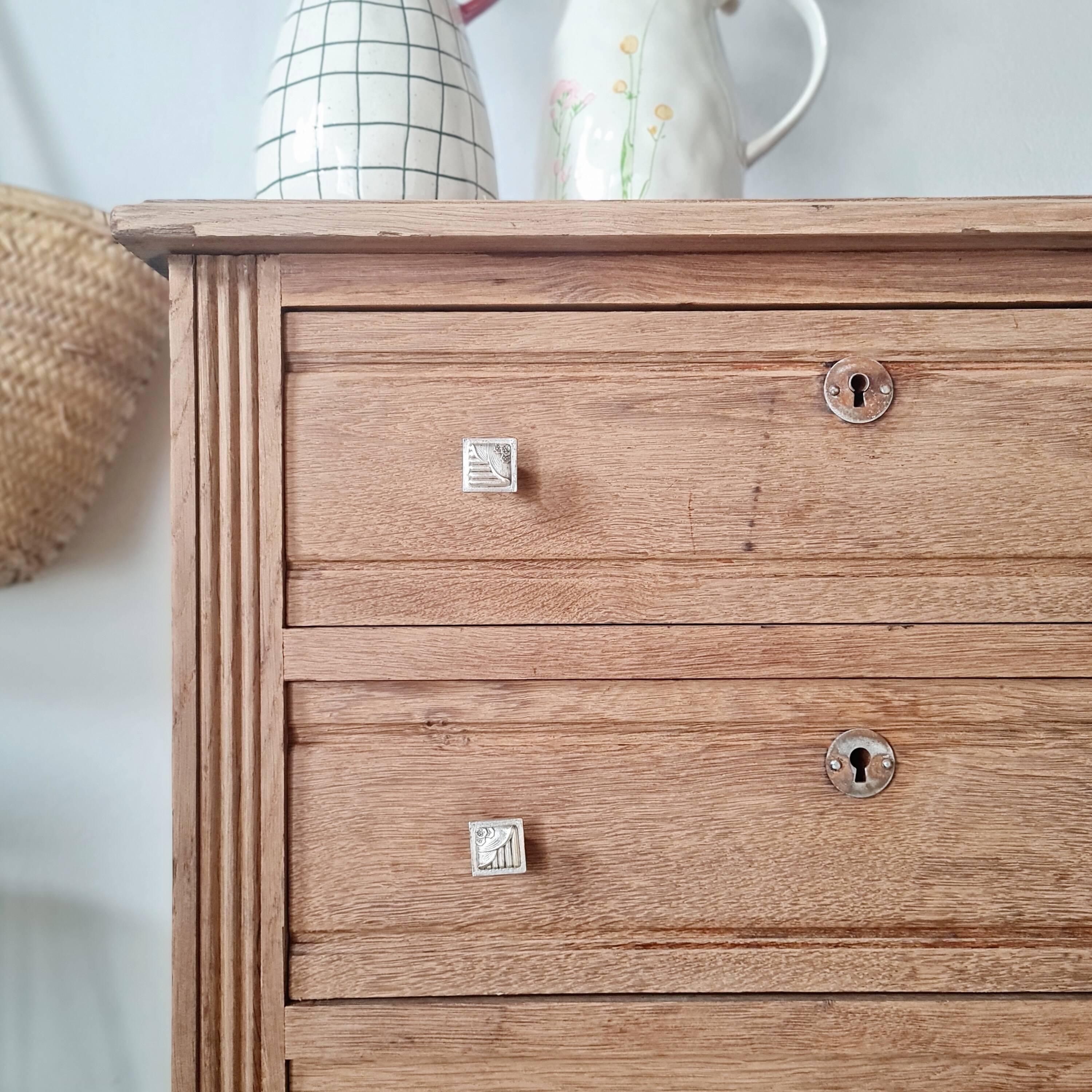 Petite commode 3 tiroirs bois brut- finition bois brut - 81 cm