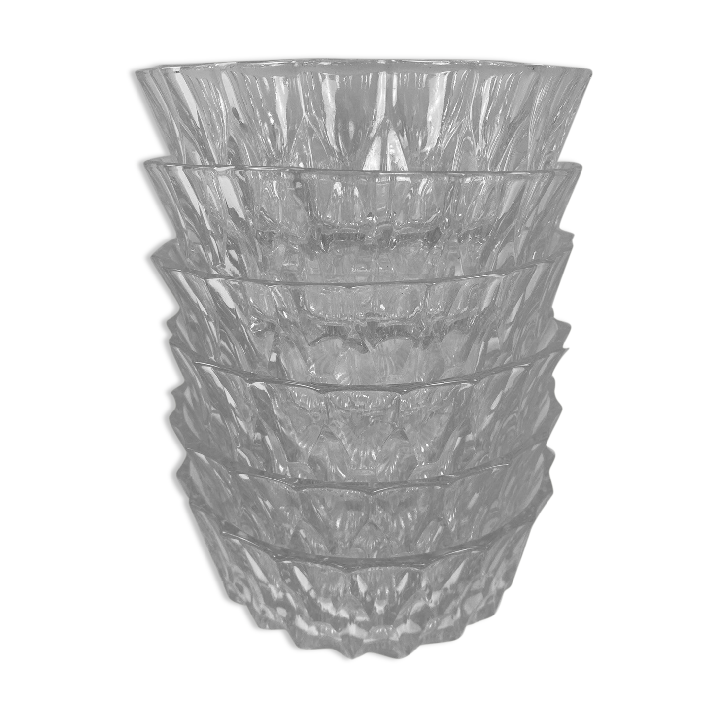 6 glasses in sculpted patterns