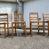 Set of 4 chairs in walnut reconstruction