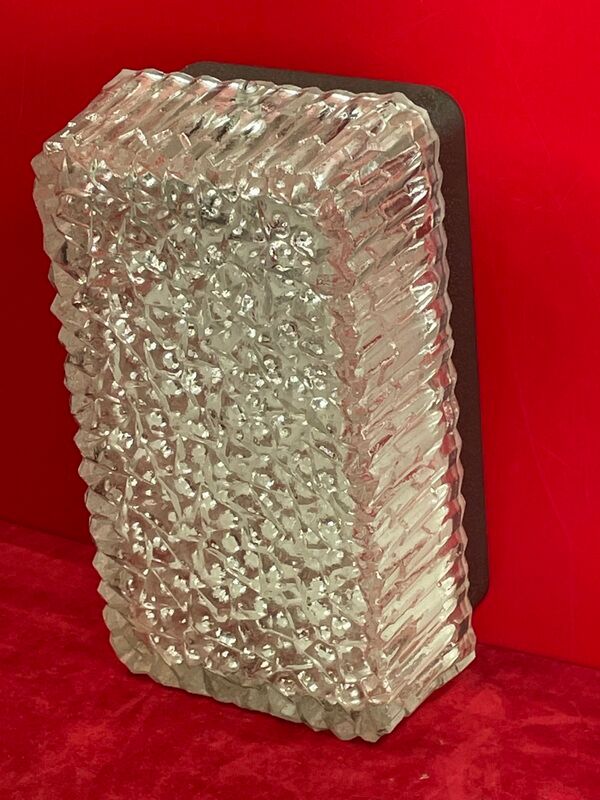 Aplique plafonnier en verre holophane industriel loft années 50 60 vintage 1950
