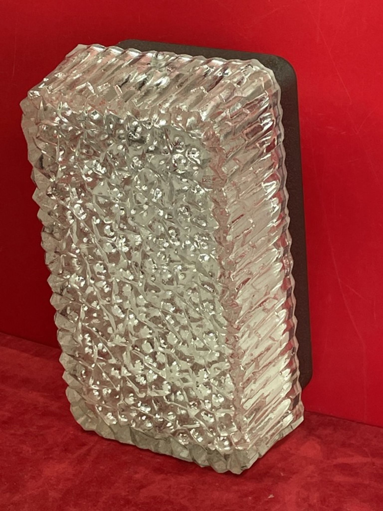 Ceiling lamp in glass holophane industrial loft 50s 60 vintage 1950