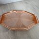 Plateau octogonal Art Deco en verre rose antique