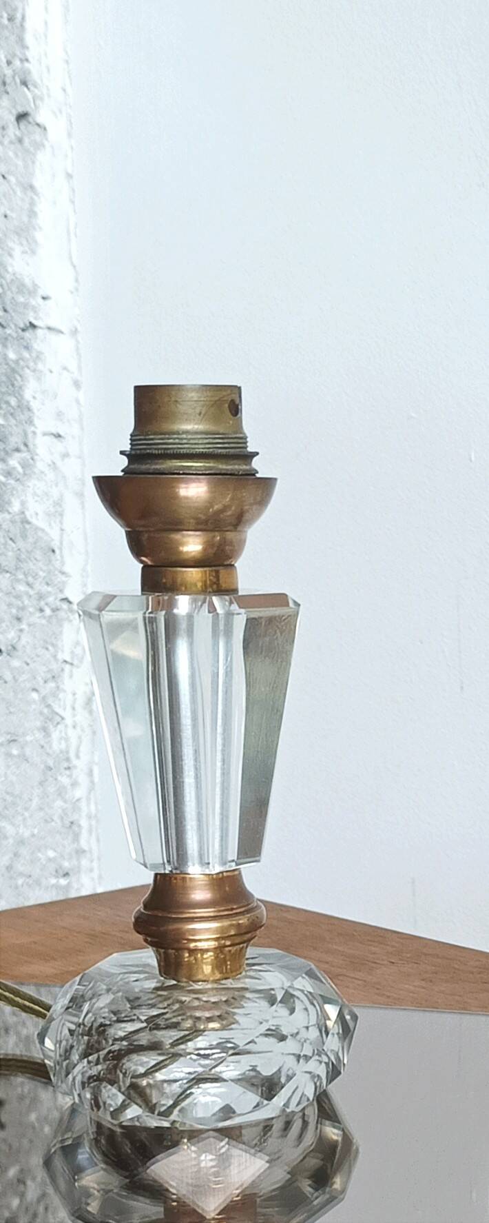 Crystal and brass lamp base