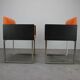 Pair of BOX 740 armchairs by Pedrali, Italy, Wenge Wood and Orange Fabric.