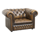 Fauteuil Chesterfield vintage en cuir de vache anglais