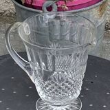 Carafe en verre et cristal transparent, ciselées, motif ananas ancienne