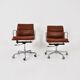 EA 217 Soft Pad Chairs in Cognac Leather by Charles & Ray Eames for ICF, 1970s set of 2