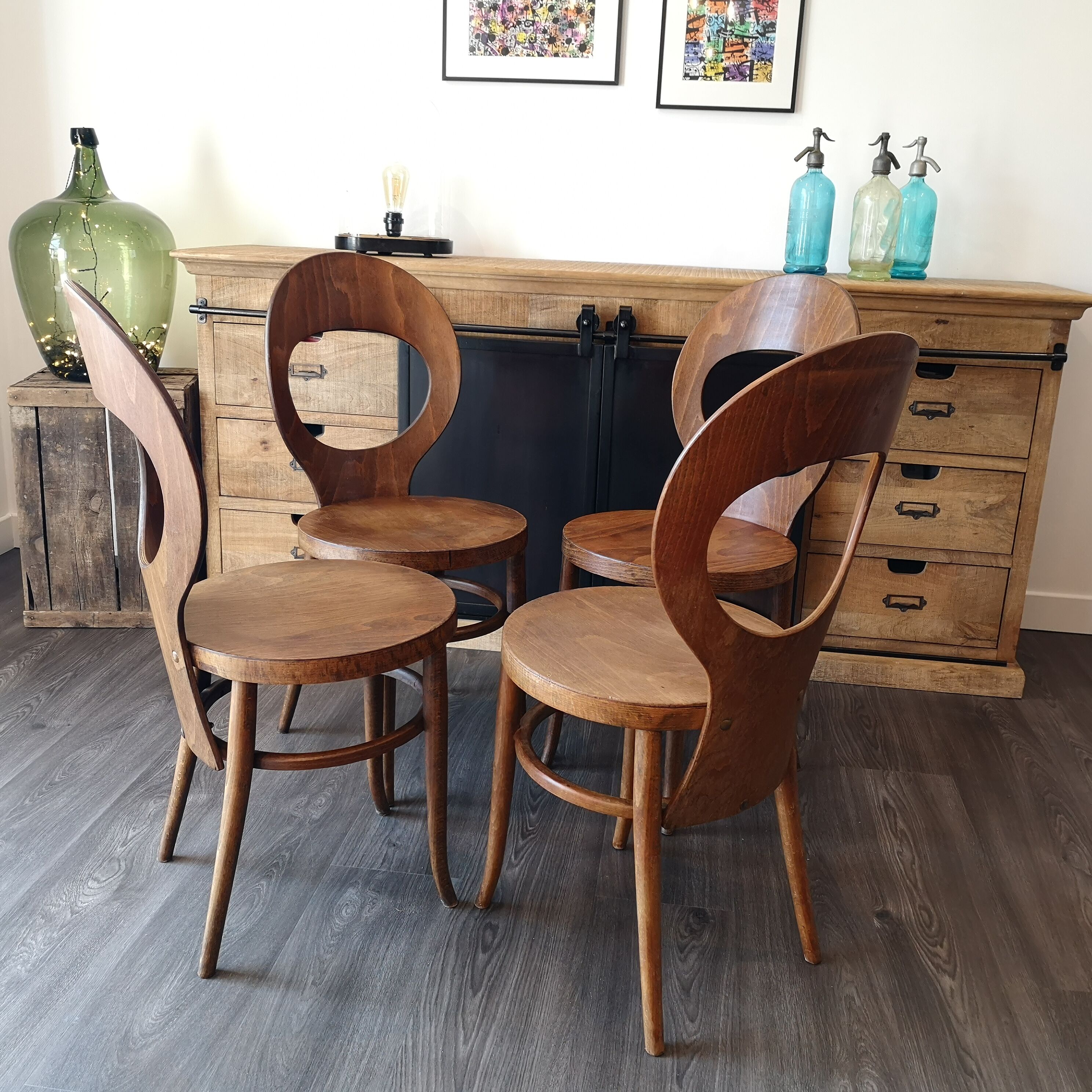 Série de 4 chaises bistrot Baumann mouette