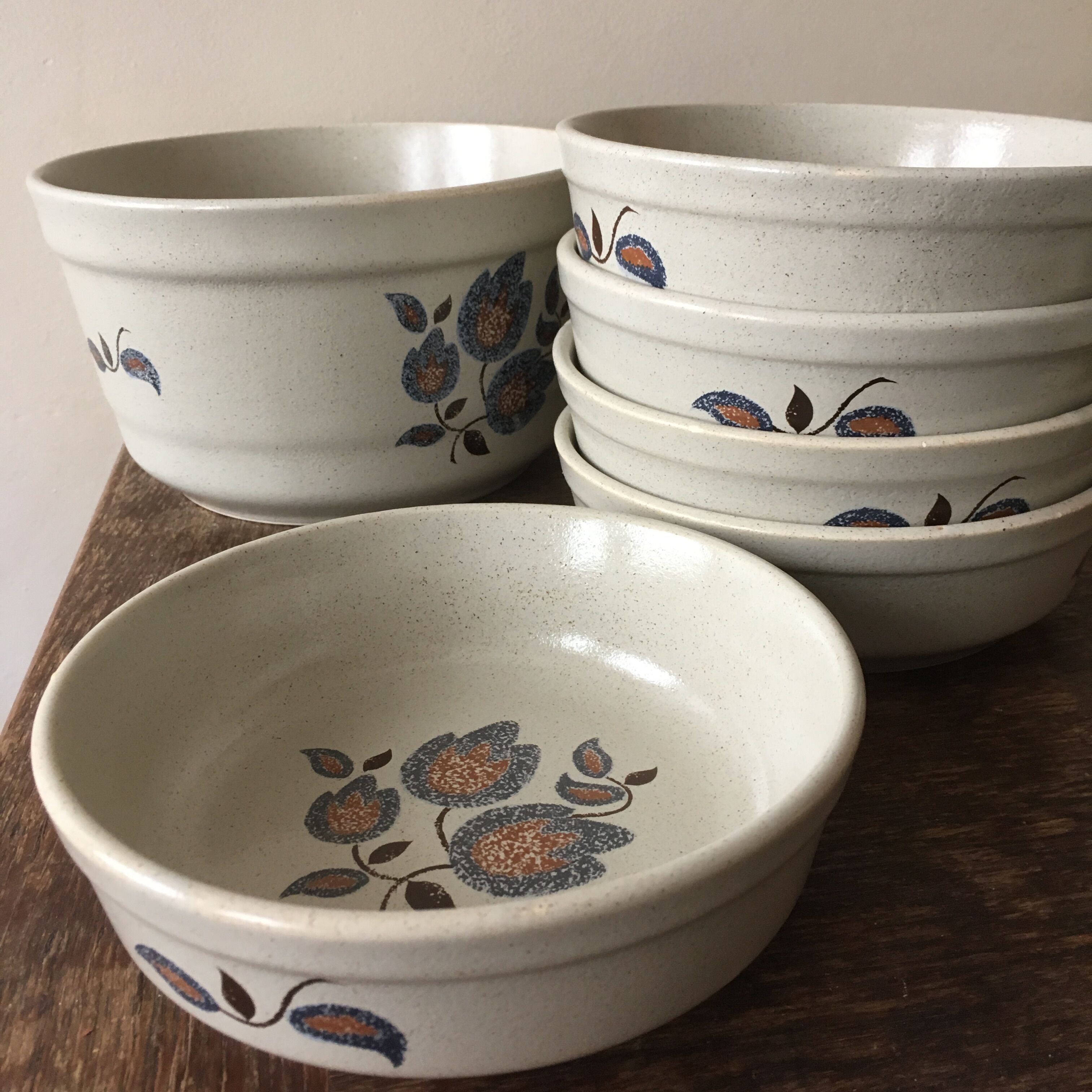 Salad bowl and 5 assorted hollow plates St-Amand Sologne