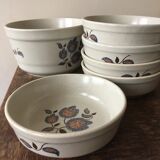 Salad bowl and 5 assorted hollow plates St-Amand Sologne
