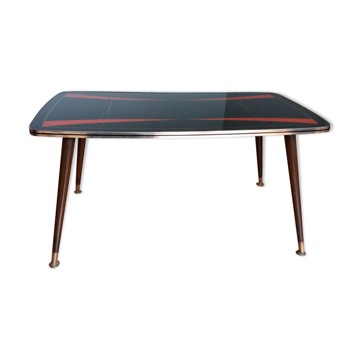 Coffee table formica tapered compass legs