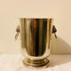 Silver-plated champagne bucket with lion heads from the 20th century, stamped.