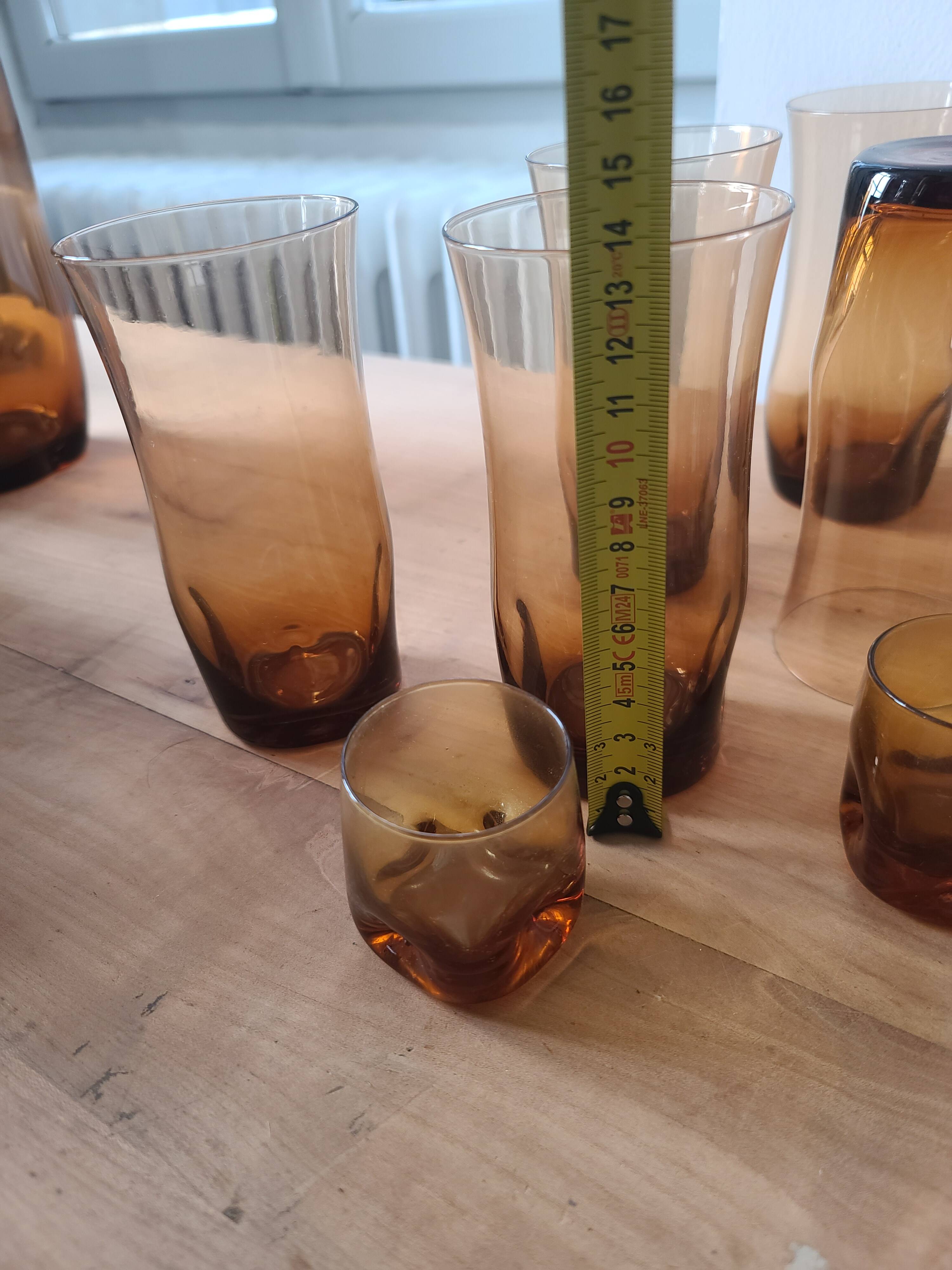 Service de Verres Vintage Ambrés (Carafe + Gobelets) #PIMR