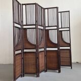 Vintage Six Panel Tinted Bamboo and Rattan Screen, Room Divider