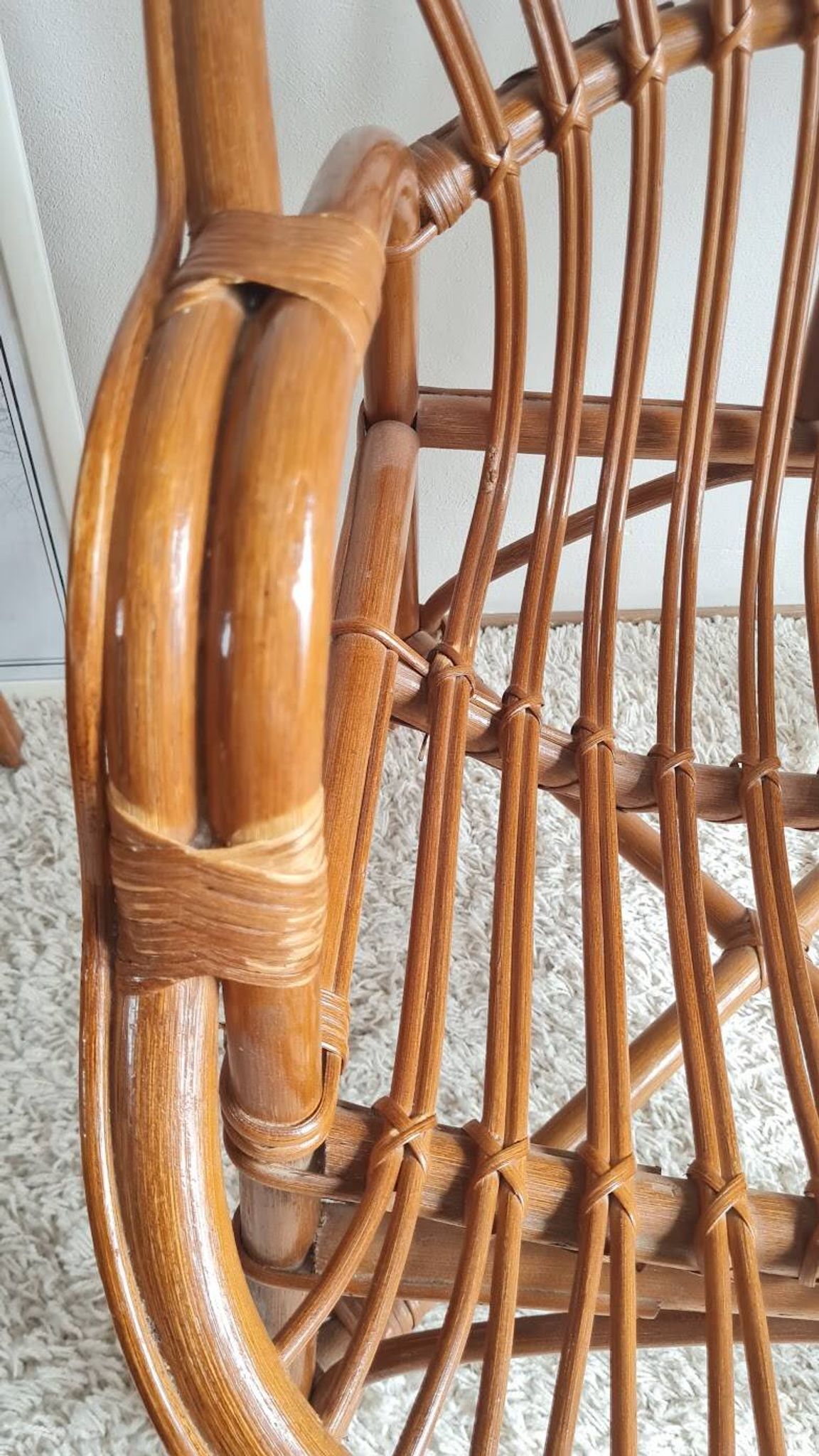 Paire de fauteuils en rotin vintage circa années 70