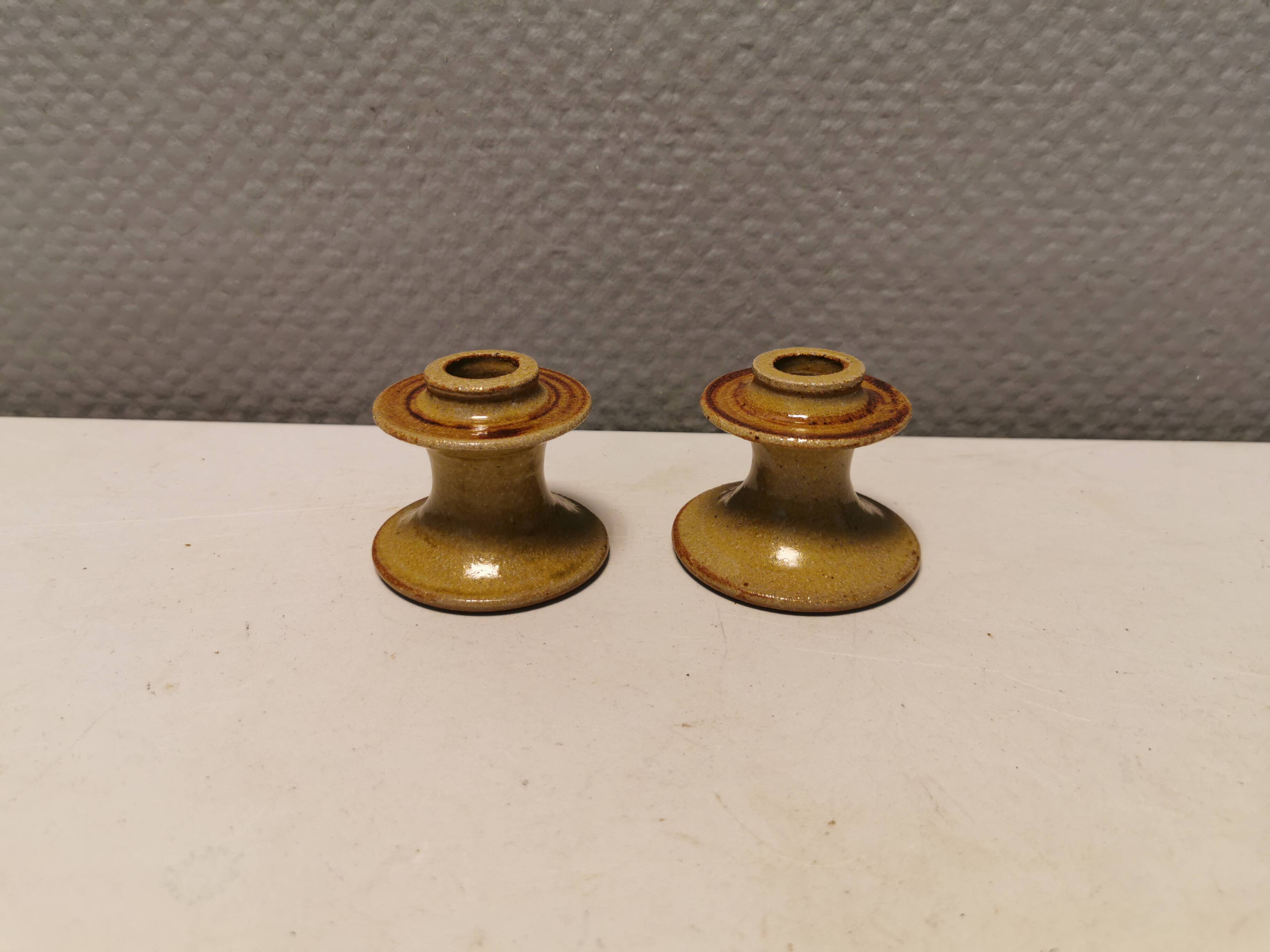 A set of ceramic candlesticks by L.Hjort Denmark 1970s.