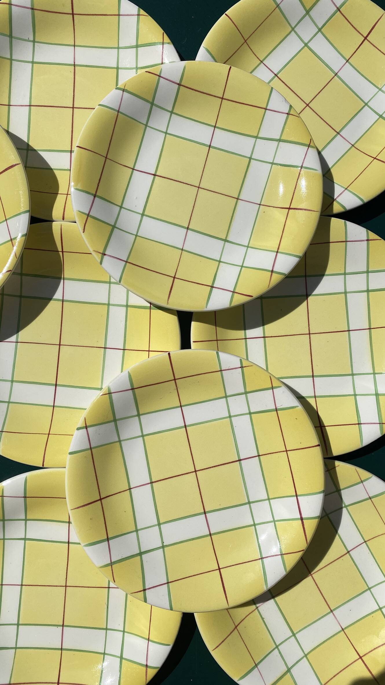 Dessert plates Salins France towel pattern from the 50s-60s.