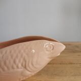 Pink ceramic fish saucière from Digoin, vintage