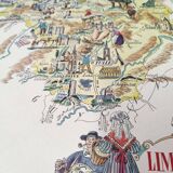 Old Limousin map illustrated Jacques Liozu 1951